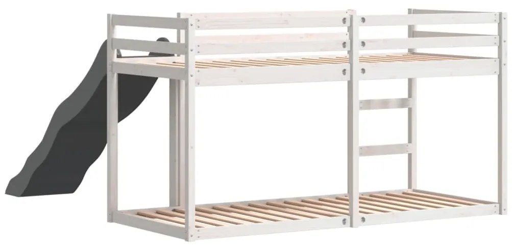 vidaXL Κουκέτα με Τσουλήθρα/Σκάλα Λευκό 80x200 εκ. Μασίφ Ξύλο Πεύκου