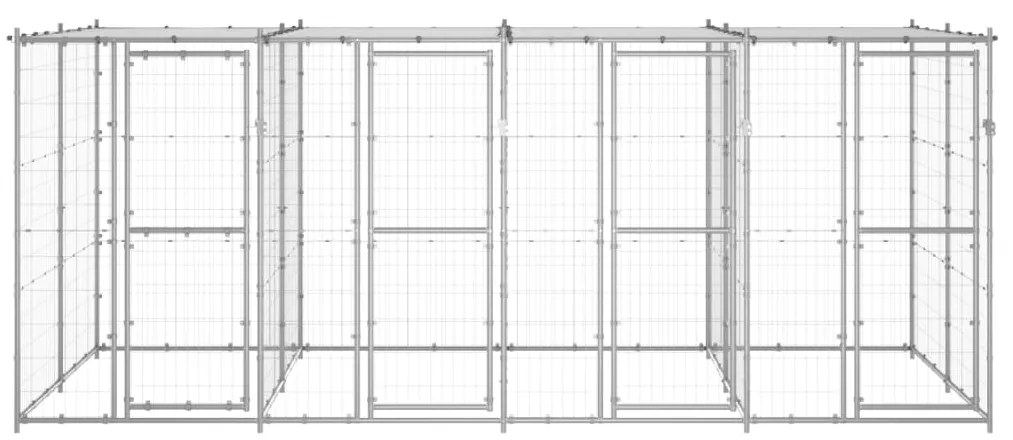 vidaXL Κλουβί Σκύλου Εξ. Χώρου με Στέγαστρο 9,68 μ² Γαλβ. Χάλυβας