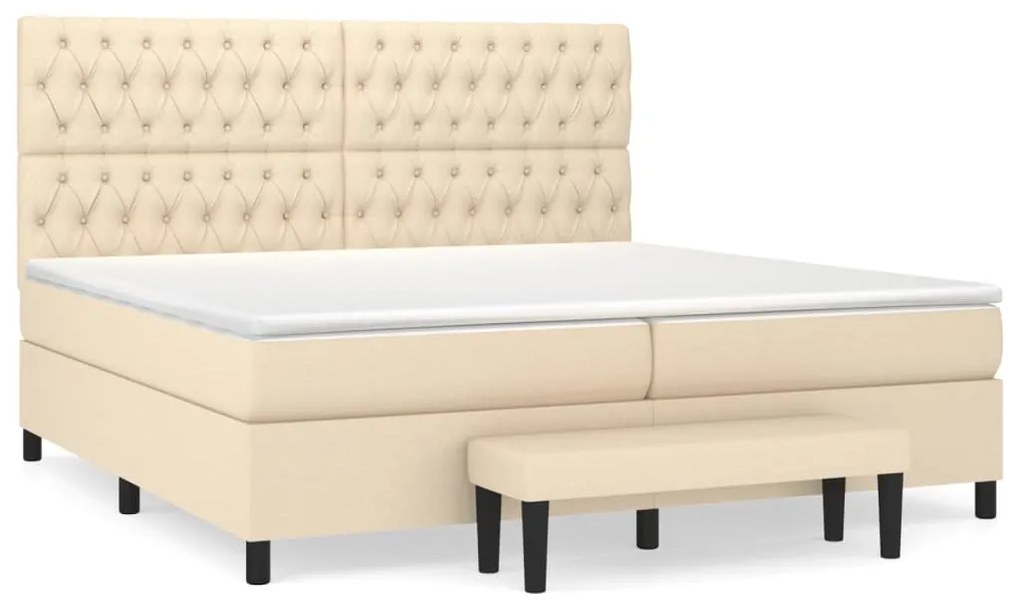 vidaXL Κρεβάτι Boxspring με Στρώμα Κρεμ 200x200 εκ. Υφασμάτινο