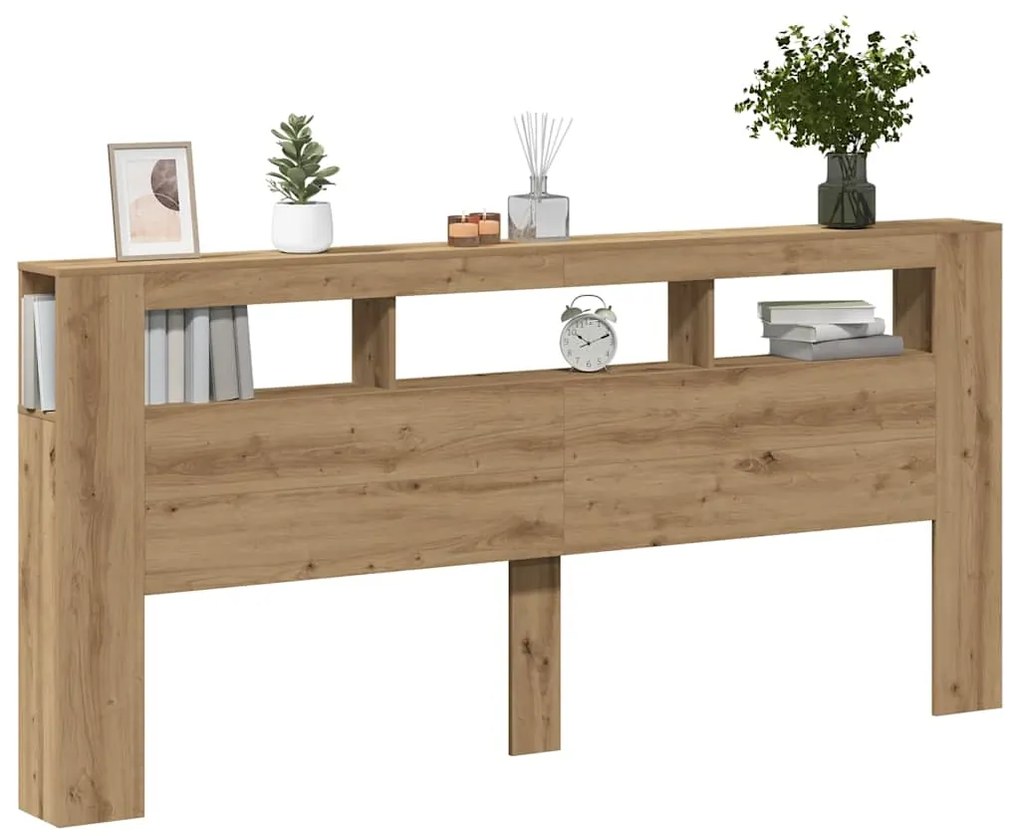 vidaXL LED κεφαλάρι Artisan Oak 220x18,5x103,5 cm Κατασκευασμένο ξύλο
