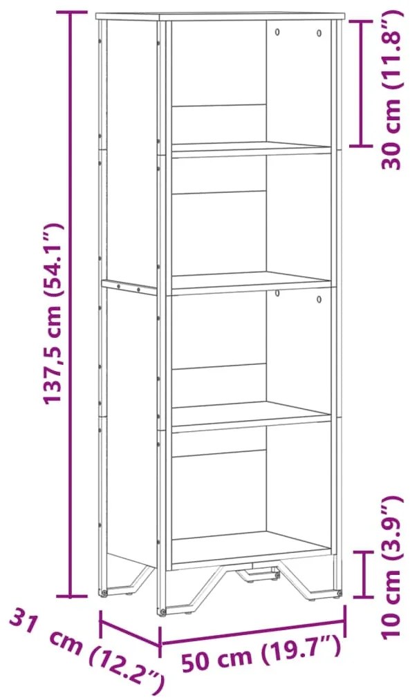 ΒΙΒΛΙΟΘΗΚΗ ΜΑΥΡΗ 50X31X137,5 ΕΚ. ΑΠΟ ΕΠΕΞΕΡΓΑΣΜΕΝΟ ΞΥΛΟ 848609