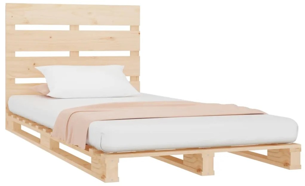 vidaXL Σκελετός Κρεβατιού Χωρίς Στρώμα 75x190 εκ Μασίφ Ξύλο Πεύκου