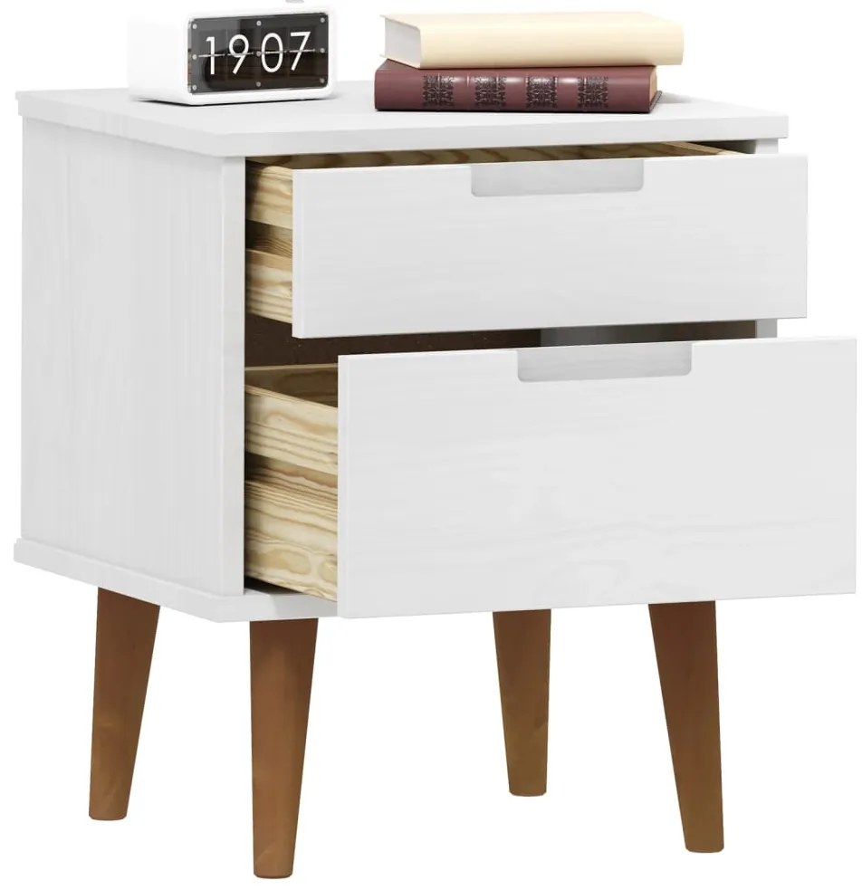 vidaXL Κομοδίνο MOLDE Λευκό 40 x 35 x 48 εκ. από Μασίφ Ξύλο Πεύκου