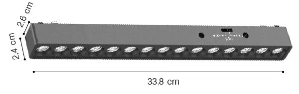 Φωτιστικό LED 15W 3CCT για Ultra-Thin μαγνητική ράγα σε μαύρη απόχρωση D:33,8X2,6X2,4cm (TMU0020-Black)