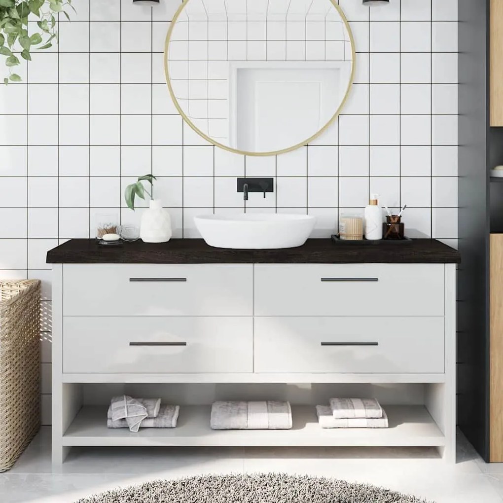 vidaXL Πάγκος Μπάνιου Σκούρο Καφέ 160x40x(2-6) εκ. Επεξεργ. Μασίφ Ξύλο