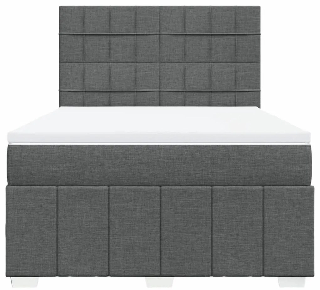 Κρεβάτι Boxspring με Στρώμα Σκούρο Γκρι 160x200 εκ Υφασμάτινο - Γκρι