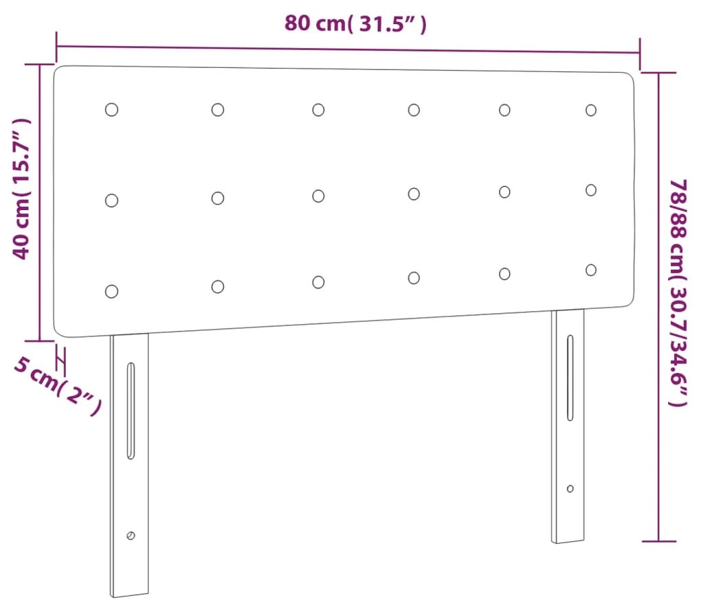 vidaXL Κεφαλάρι Κρεβατιού LED Σκούρο Πράσινο 80x5x78/88 εκ. Βελούδινο