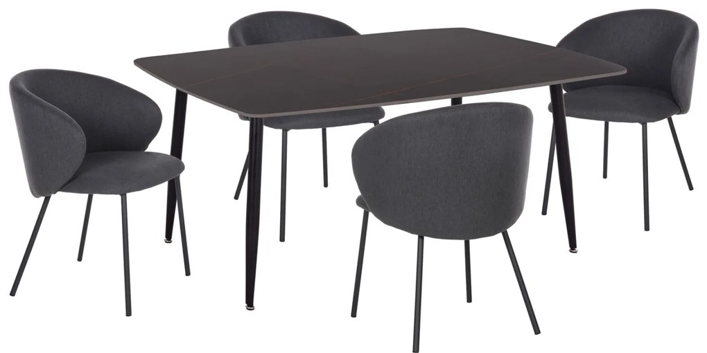 ΣΕΤ ΤΡΑΠΕΖΑΡΙΑΣ 5ΤΜΧ RAVEN HM21069.02 ΚΕΡΑΜΙΚΟ TOP ΜΑΥΡΟ ΜΑΡΜΑΡΟ &amp; 4 ΚΑΡΕΚΛΕΣ