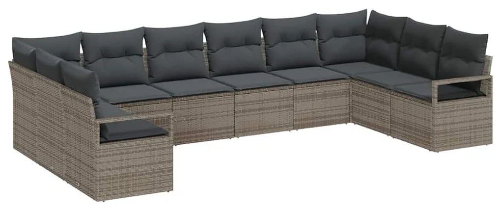 vidaXL Σετ Καναπέ με μαξιλάρι 10 pcs Γκρι συνθετικό ρατάν