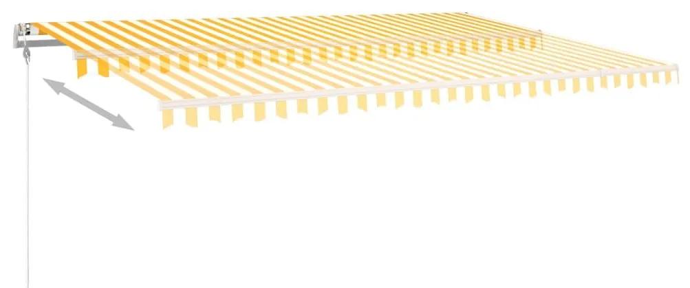 Τέντα Συρόμενη Χειροκίνητη με Στύλους Κίτρινο / Λευκό 5 x 3,5 μ - Κίτρινο