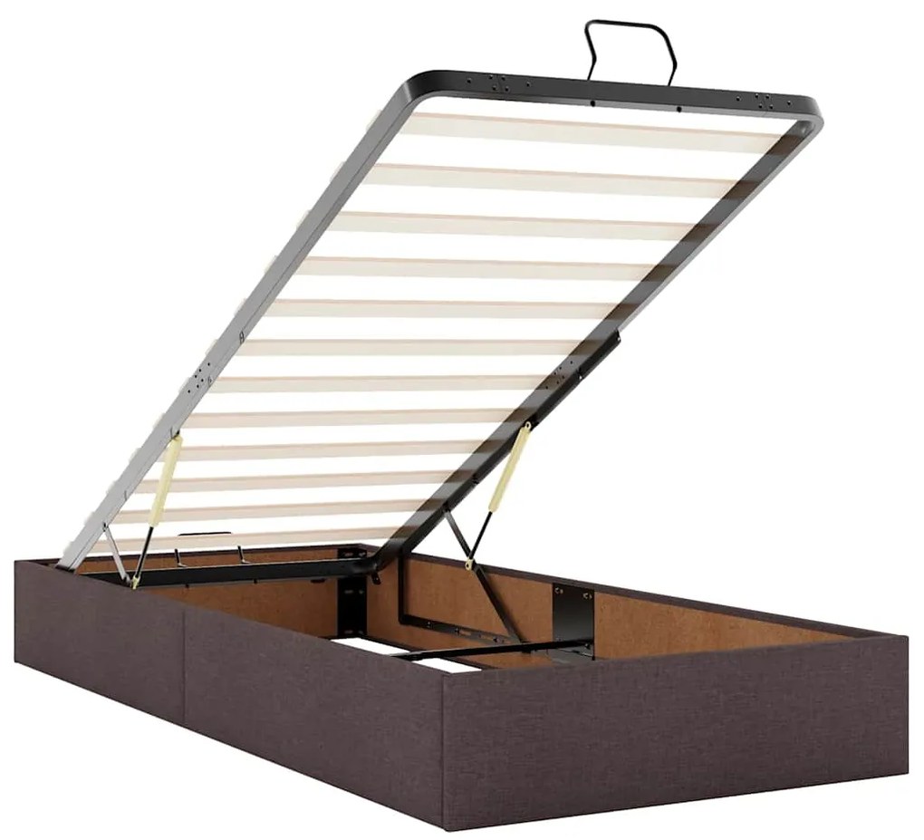 Οθωμανικό κρεβάτι με στρώμα σκούρο καφέ 90x190cm ύφασμα 3311590