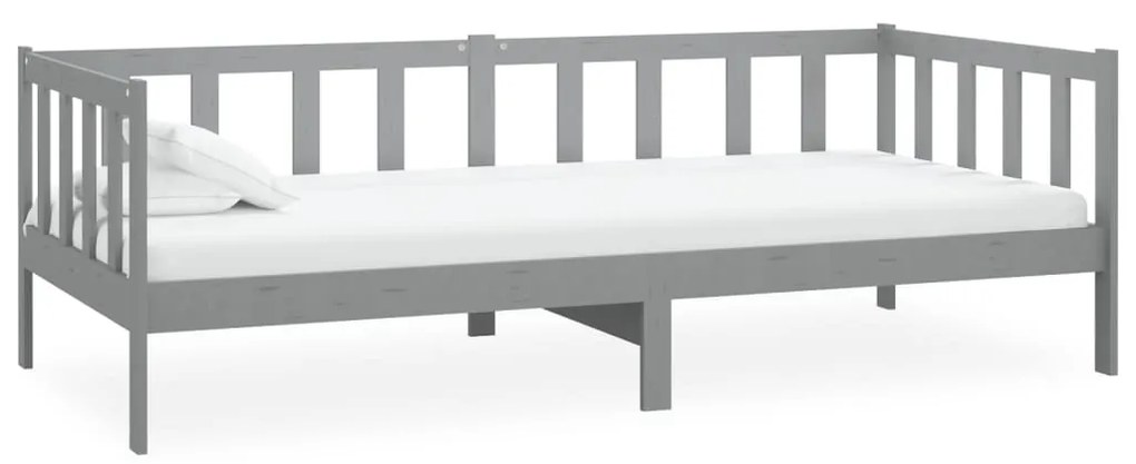 vidaXL Καναπές Κρεβάτι με Στρώμα 90 x 200 εκ. Γκρι Μασίφ Ξύλο Πεύκου