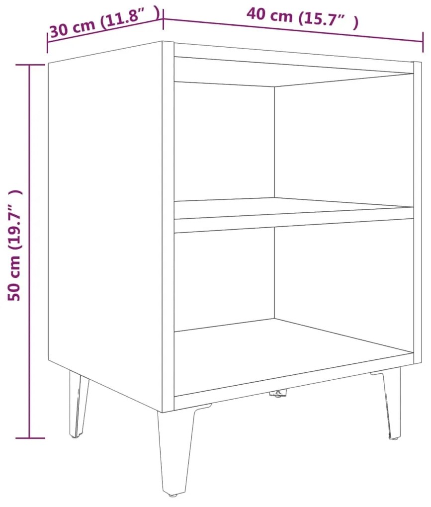 Κομοδίνο Γκρι Sonoma 40 x 30 x 50 εκ. με Μεταλλικά Πόδια - Γκρι