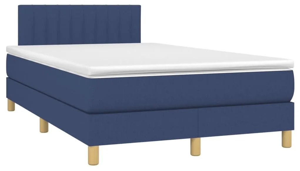 Κρεβάτι Boxspring με Στρώμα Μπλε 120x200 εκ. Υφασμάτινο - Μπλε