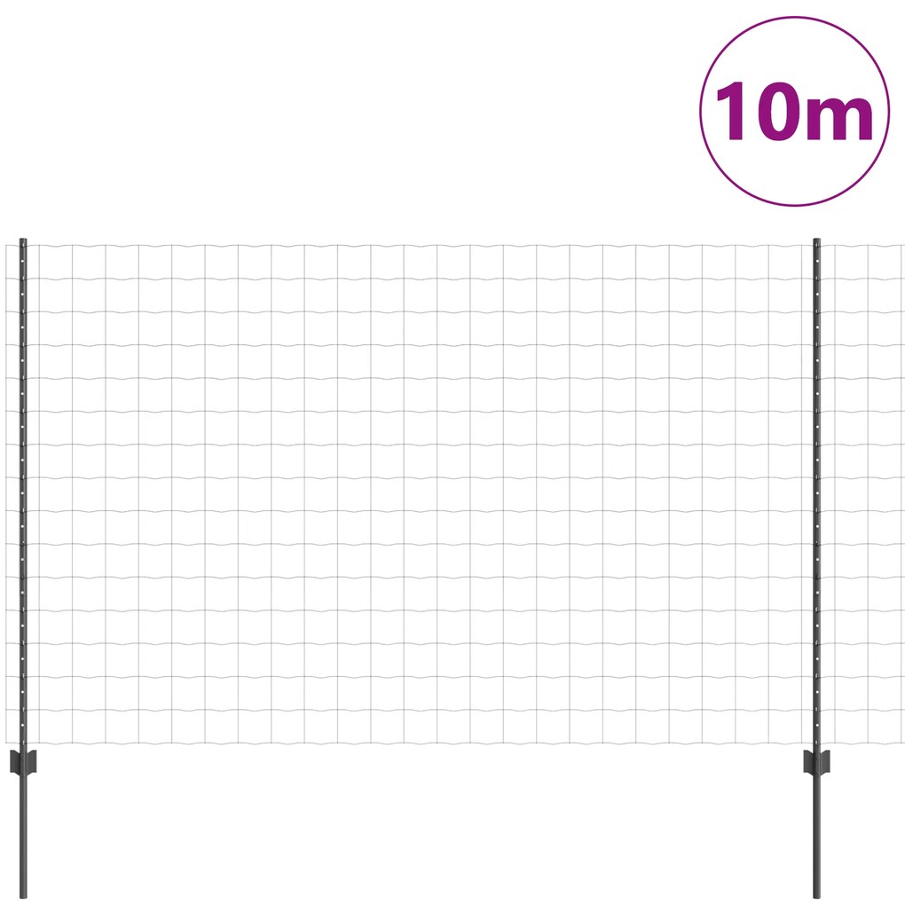 vidaXL Ευρωπαϊκή Περίφραξη με 10 U Posts Γκρι 1.6x10 μ Ατσάλι