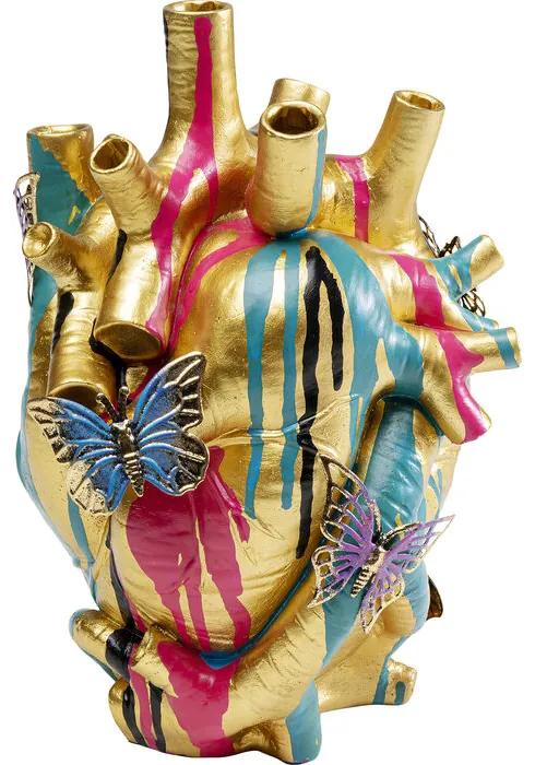 Βάζο Heart Organ Butterflies Πολύχρωμο 19,5x17,5x25 εκ. - Χρυσό