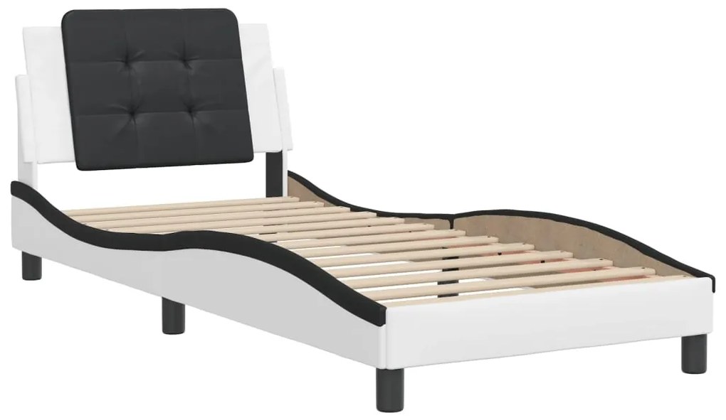 vidaXL Σκελετός Κρεβατιού Χωρίς Στρώμα Zadar Λευκό/Μαύρο 100x200εκ.Συνθ. Δέρμα