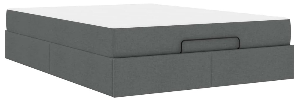 Σκελετός κρεβατιού με στρώμα με στρώμα 2 pcs Σκούρο Γκρι ύφασμα