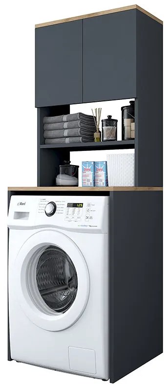 Έπιπλο πλυντηρίου Rasmus pakoworld ανθρακί-φυσικό 65x60x183.6εκ.