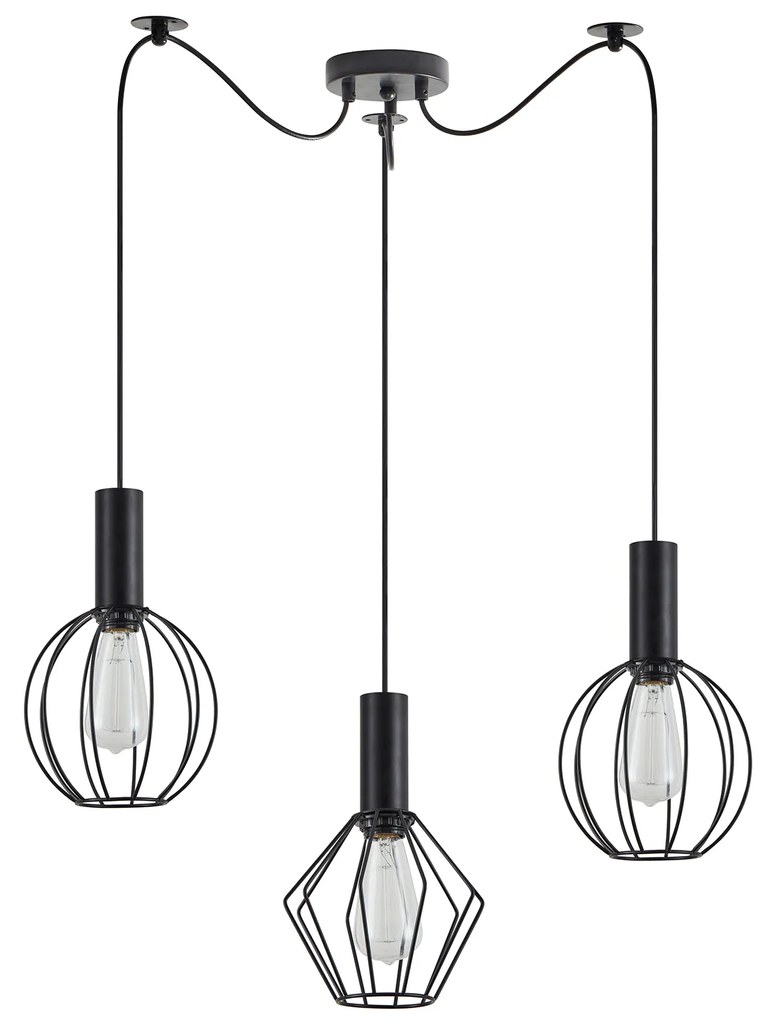 SE21-BL-4-BL3-GR12 ADEPT FLEX Black Pendant Black Metal Grid+