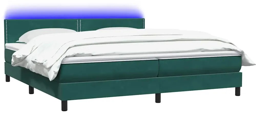 Κρεβάτι Boxspring με Στρώμα Σκούρο Πράσινο 200x210εκ. Βελούδινο - Πράσινο