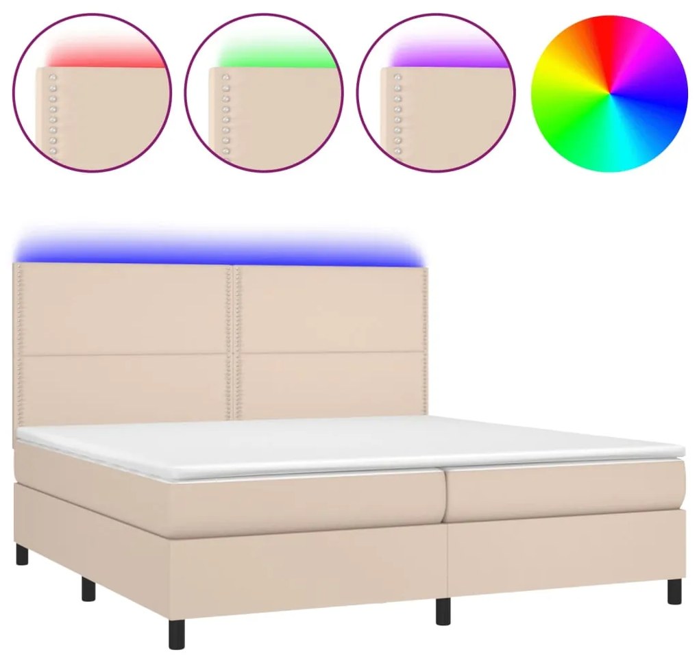 ΚΡΕΒΑΤΙ BOXSPRING ΣΤΡΩΜΑ&amp;LED ΚΑΠΟΥΤΣΙΝΟ 200X200 ΕΚ. ΣΥΝΘ. ΔΕΡΜΑ 3135908