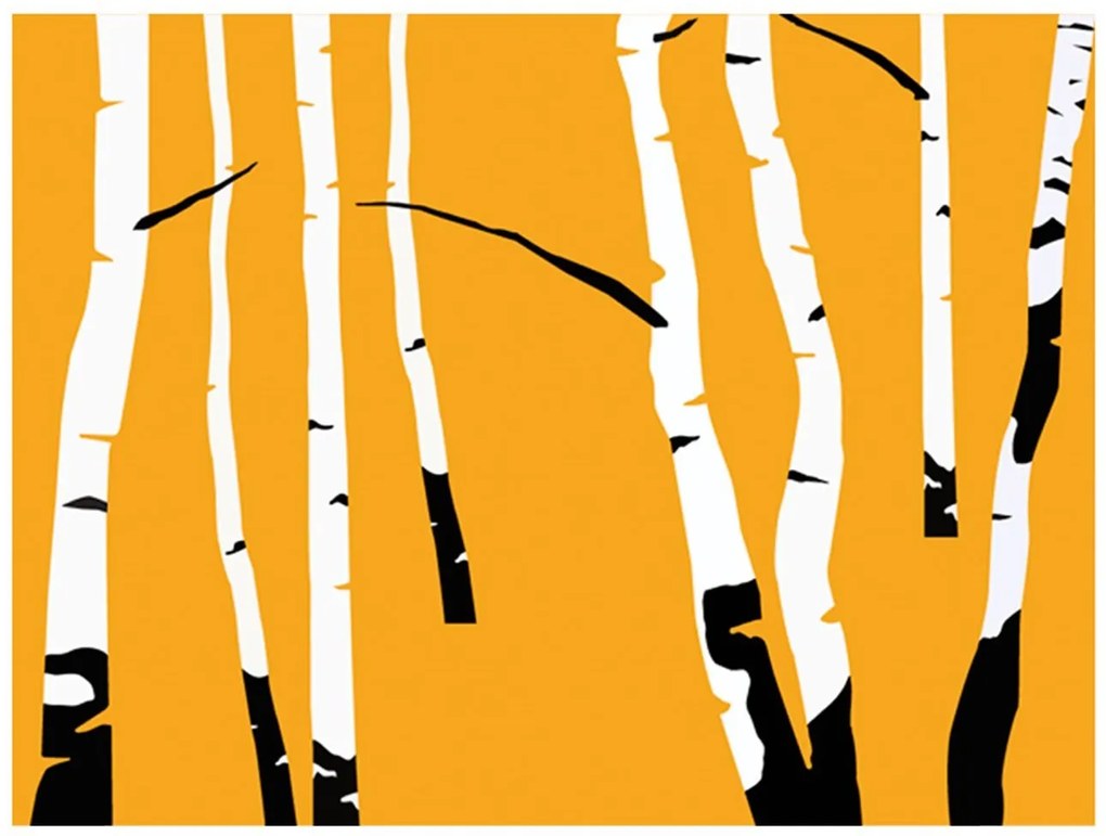 Φωτοταπετσαρία - Birches on the orange background 200x154