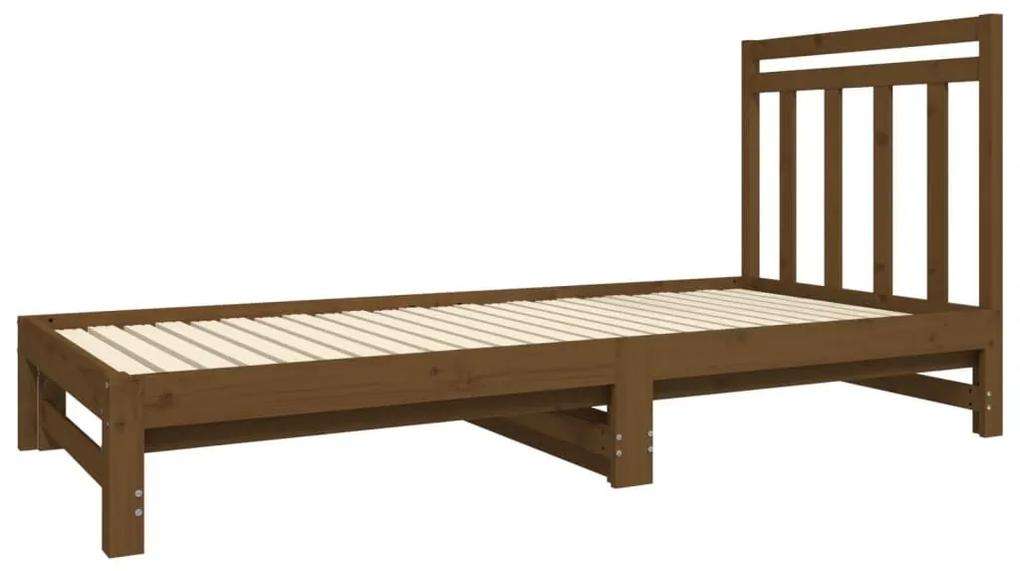 Καναπές Κρεβάτι Συρόμενος Μελί 2x(90x190) εκ. Μασίφ Ξύλο Πεύκου - Καφέ