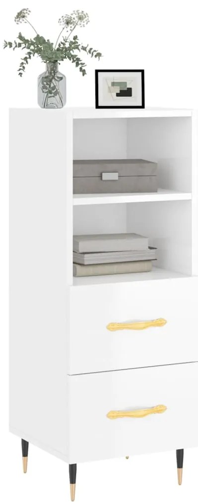 vidaXL Ντουλάπι Γυαλιστερό Λευκό 34,5x34x90 εκ. Επεξεργασμένο Ξύλο