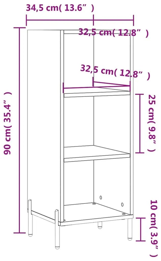 Ντουλάπι Καφέ Δρυς 34,5x32,5x90 εκ. Επεξεργασμένο Ξύλο - Καφέ