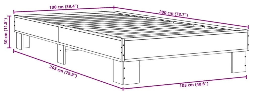 ΠΛΑΙΣΙΟ ΚΡΕΒΑΤΙΟΥ SONOMA ΔΡΥΣ 100X200 ΕΚ. ΕΠΕΞ. ΞΥΛΟ &amp; ΜΕΤΑΛΛΟ 845868