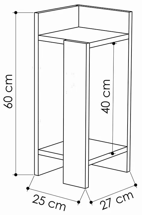 Κομοδίνο Immerse pakoworld σετ 2 τμχ. oak-ανθρακί 27x25x60εκ (1 τεμάχια)