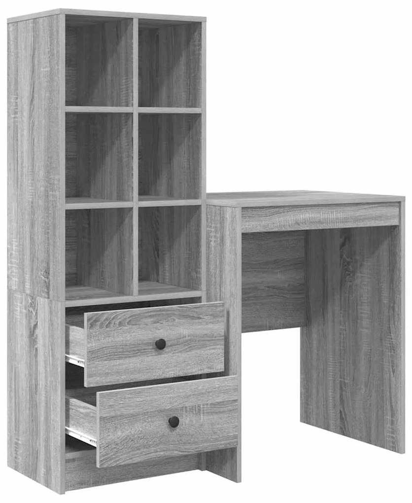 vidaXL Γραφείο με αποθηκευτικό χώρο 2 pcs Γκρι sonoma 60 x 50 x 76 εκ.