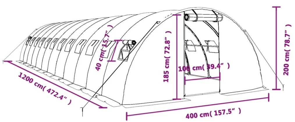 ΘΕΡΜΟΚΗΠΙΟ ΛΕΥΚΟ 48 Μ² 12 X 4 X 2 Μ. ΜΕ ΑΤΣΑΛΙΝΟ ΠΛΑΙΣΙΟ 3188076