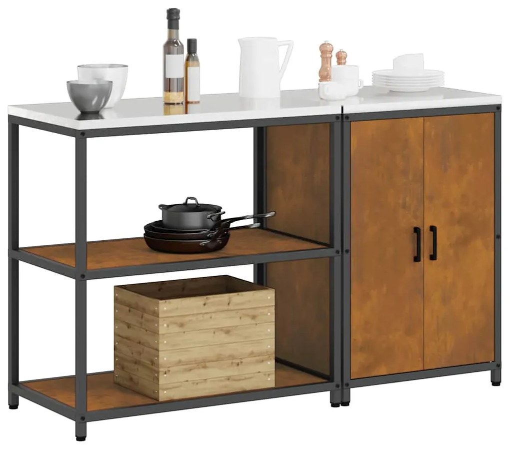 vidaXL Σετ Αποθήκευσης Κουζίνας με ράφι με αποθήκευση 2 pcs Σκ rusty