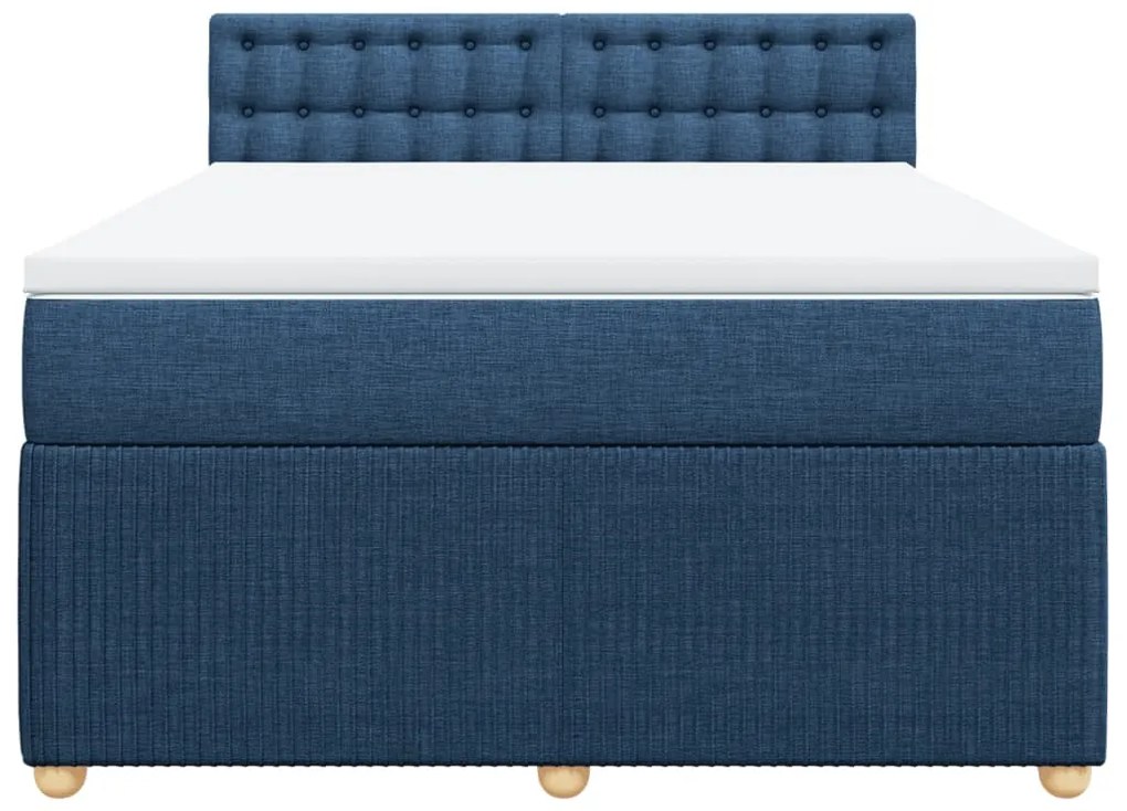 Κρεβάτι Boxspring με Στρώμα Μπλε 160x200 εκ. Υφασμάτινο - Μπλε
