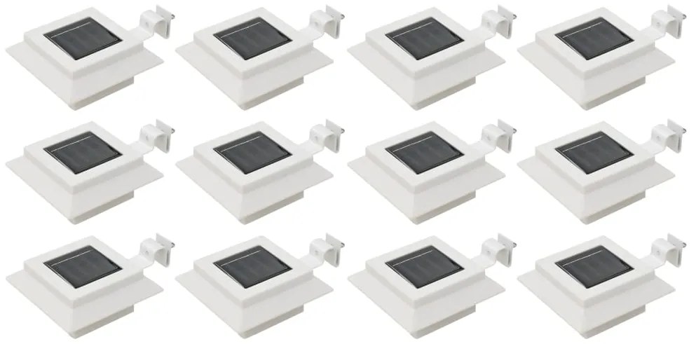 vidaXL Φωτιστικά Εξωτ. Χώρου Ηλιακά 12 τεμ. LED Τετράγωνα Λευκά 12 εκ.