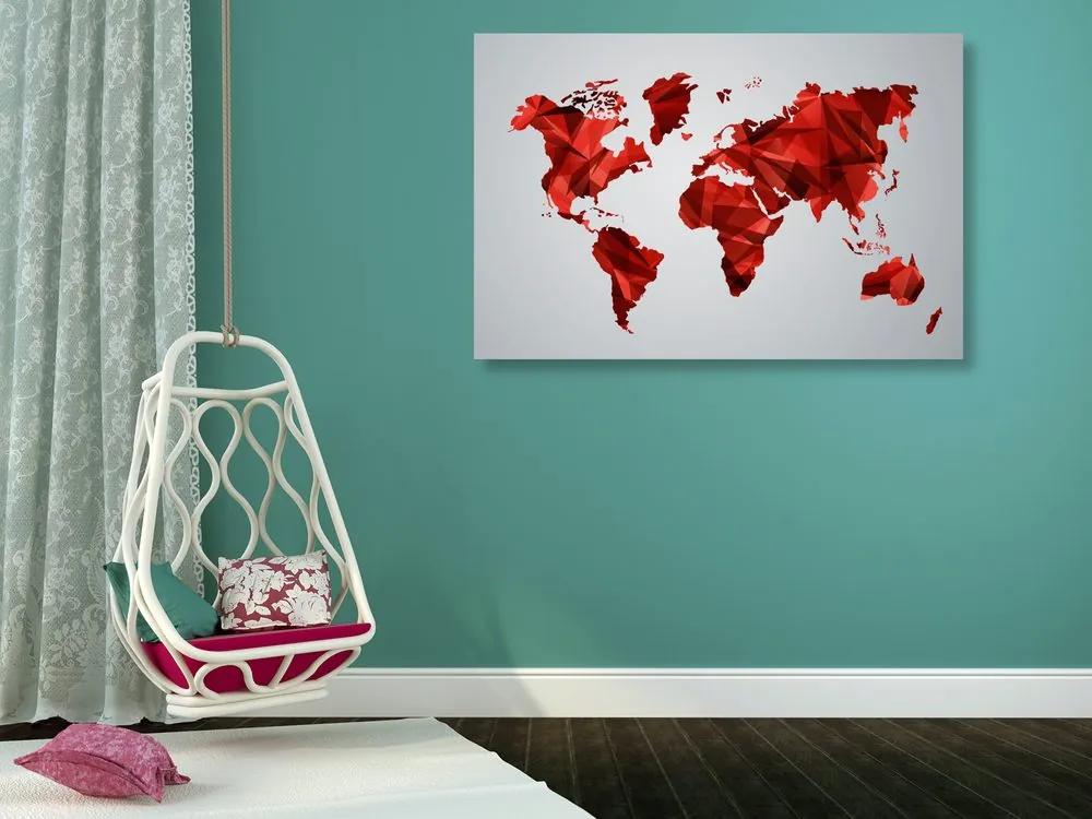 Εικόνα στον παγκόσμιο χάρτη φελλού σε διανυσματικό γραφικό σχέδιο με κόκκινο χρώμα - 120x80