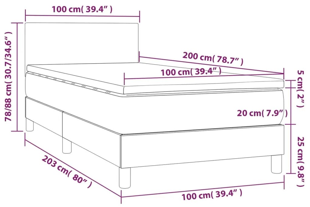 ΚΡΕΒΑΤΙ BOXSPRING ΜΕ ΣΤΡΩΜΑ &amp; LED TAUPE 100X200 ΕΚ. ΥΦΑΣΜΑΤΙΝΟ 3132977