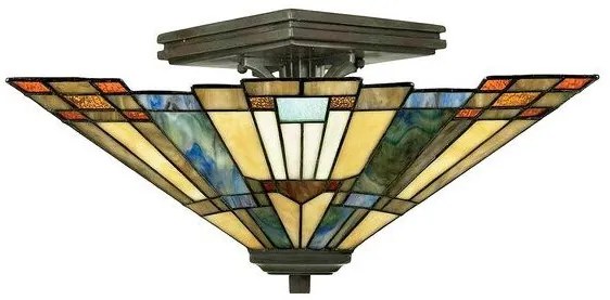 Πλαφονιέρα Φωτιστικό Οροφής 2xE27 Μπρονζέ  Tiffany  Inglenook QZ-INGLENOOK-FL Elstead Lighting-QZ-INGLENOOK-SF-Μπρονζέ QZ-INGLENOOK-SF