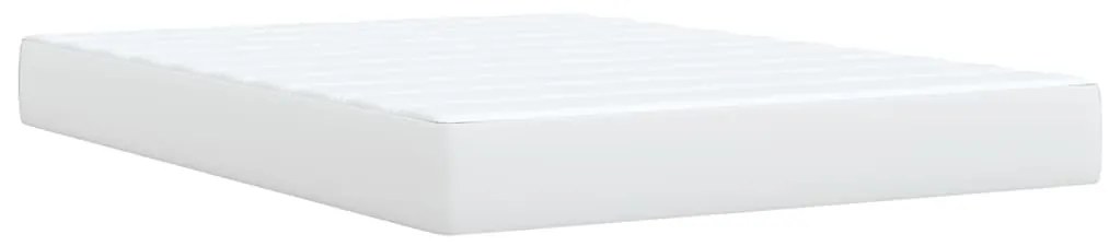 vidaXL Κρεβάτι Boxspring με Στρώμα Λευκό 160x200εκ.από Συνθετικό Δέρμα