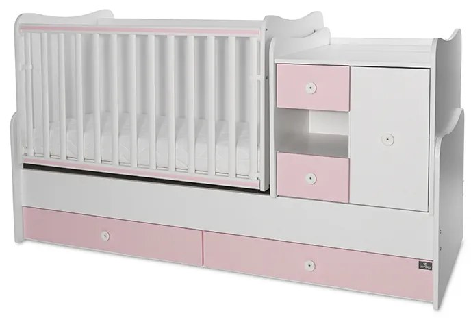 Πολυμορφικό βρεφικό κρεβάτι Mini Max  White + Pink 10150500038A Lorelli