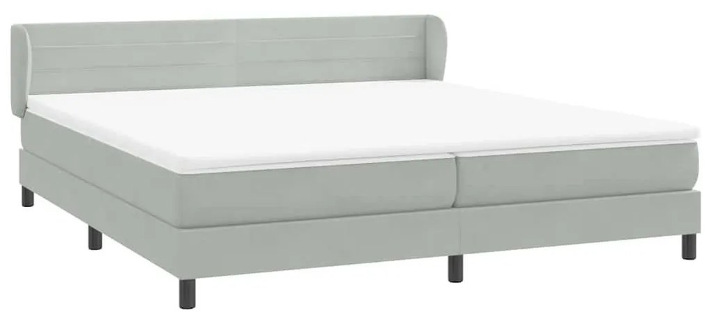 Box Spring κρεβάτι με στρώματα ανοιχτό γκρι 180x220cm Βελούδινο - Γκρι