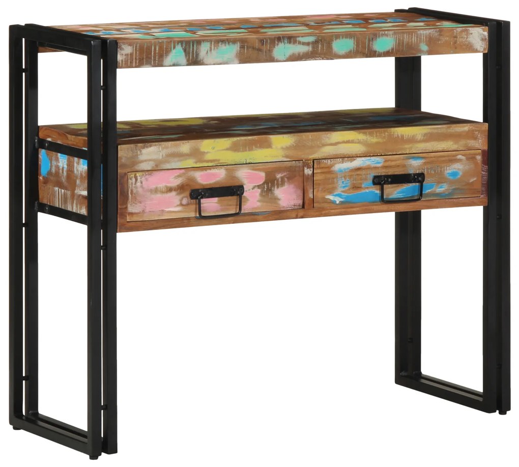 vidaXL Τραπέζια άκρης Πολύχρωμο 90x33x75 εκ. Μασίφ ανακυκλωμένο ξύλο & Μέταλλο