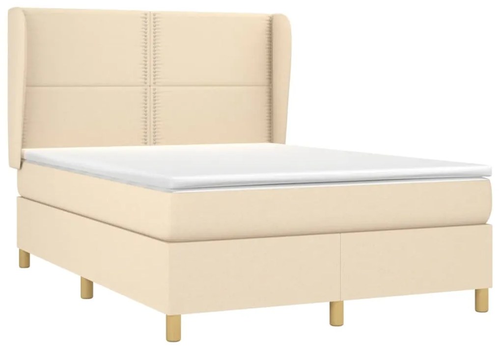 ΚΡΕΒΑΤΙ BOXSPRING ΜΕ ΣΤΡΩΜΑ ΚΡΕΜ 140X190 ΕΚ. ΥΦΑΣΜΑΤΙΝΟ 3128442