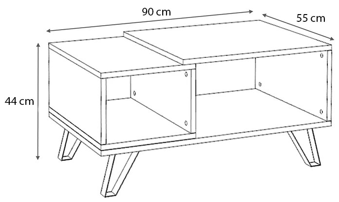 Τραπεζάκι σαλονιού Don Megapap μελαμίνης χρώμα sonoma 90x55x44εκ.