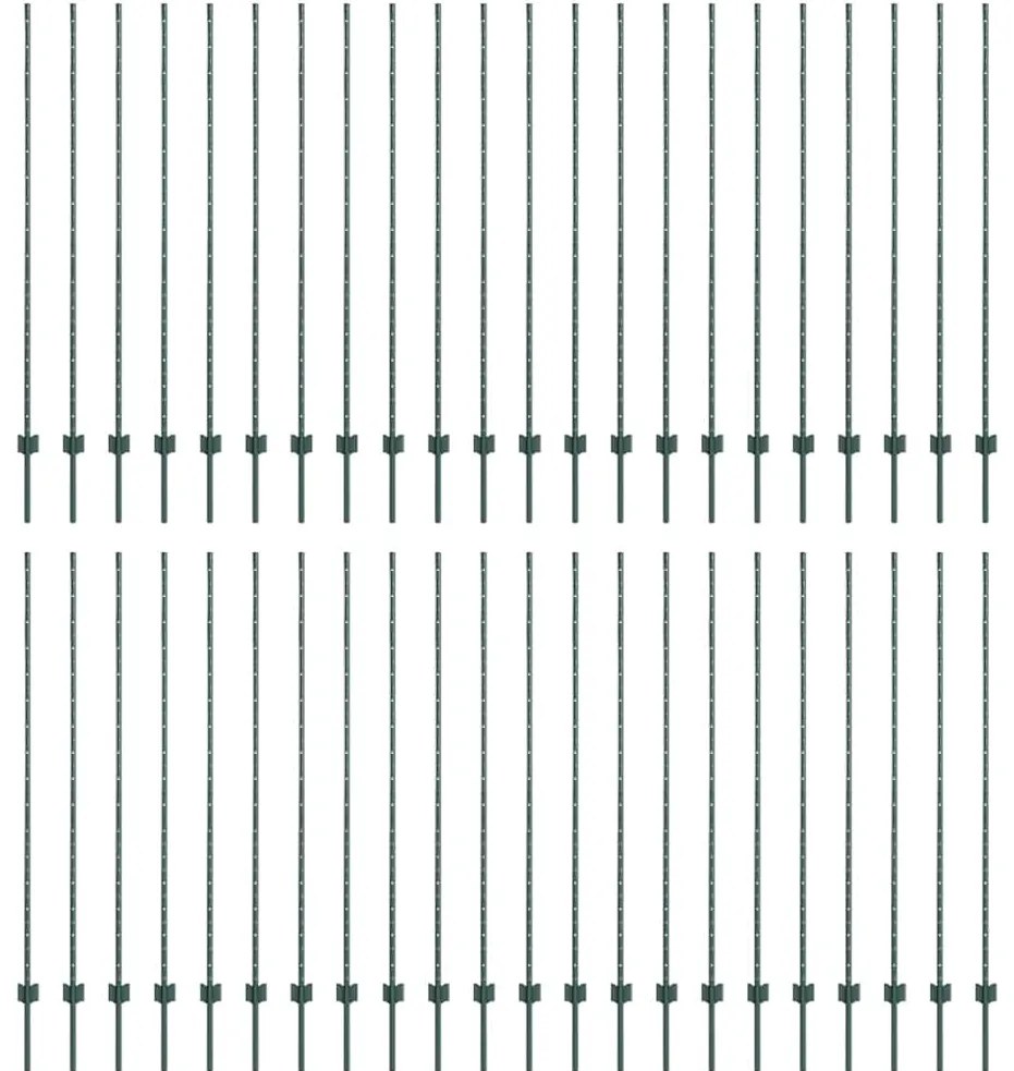 vidaXL Ασημένιοι Πόλοι Φράχτη 44 pcs Πράσινο