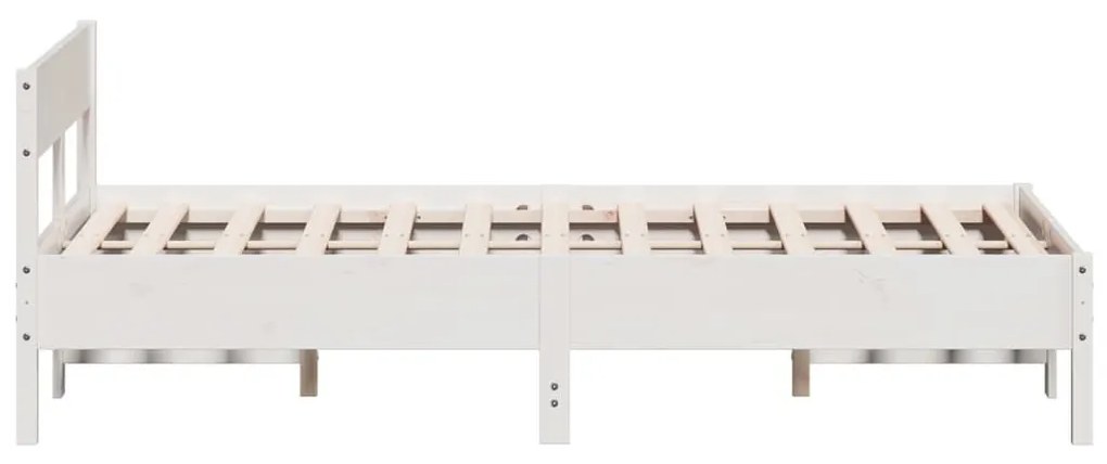 Πλαίσιο Κρεβατιού με Κεφαλάρι Λευκό 160x200 εκ. από Μασίφ Πεύκο - Λευκό