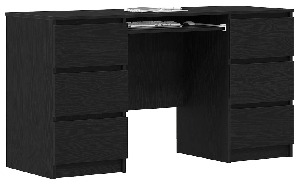 vidaXL Γραφεία 2 τεμάχια Μαύρο Δρύς 140x50x76 εκ Κατασκευασμένο ξύλο