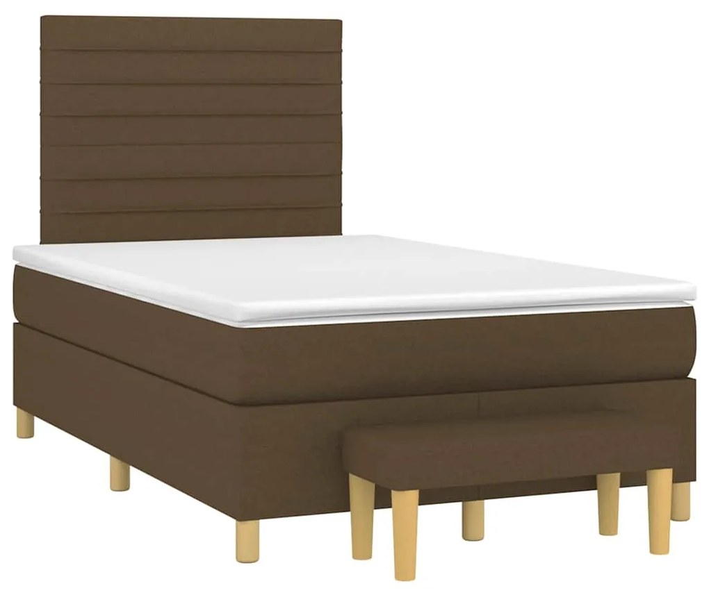 vidaXL Κρεβάτι Boxspring με Στρώμα Σκούρο Καφέ 120x190 εκ Υφασμάτινο